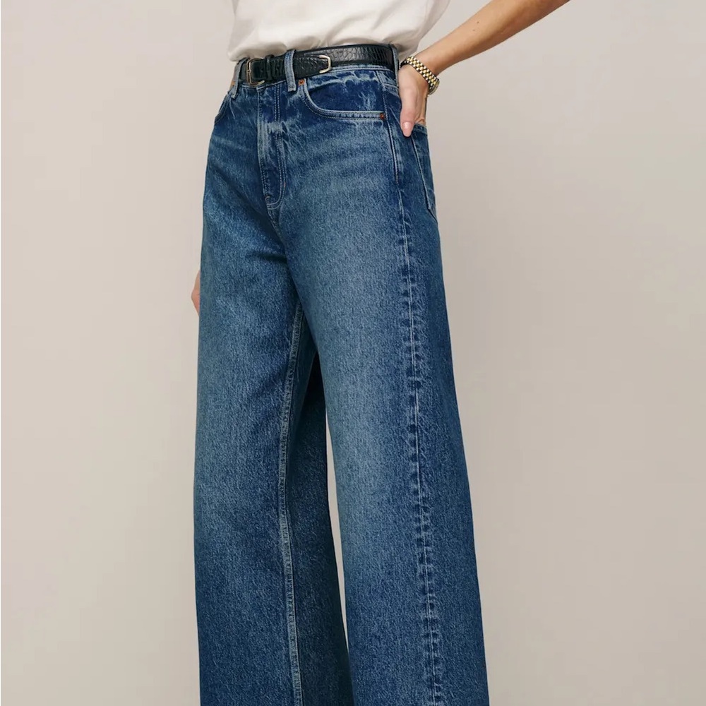 Reformation Cary High Rise Slouchy Wide Leg Jeans Blue - Size 30